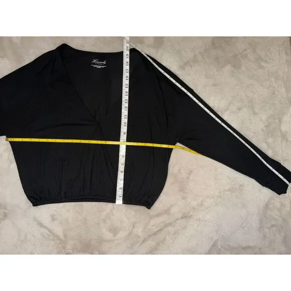Victoria's Secret Heavenly Black Modal Wrap Crop Top Long Sleeve Size M - Picture 7 of 7